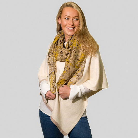 Zelly Mustard Winter Abstract Scarf 1054523