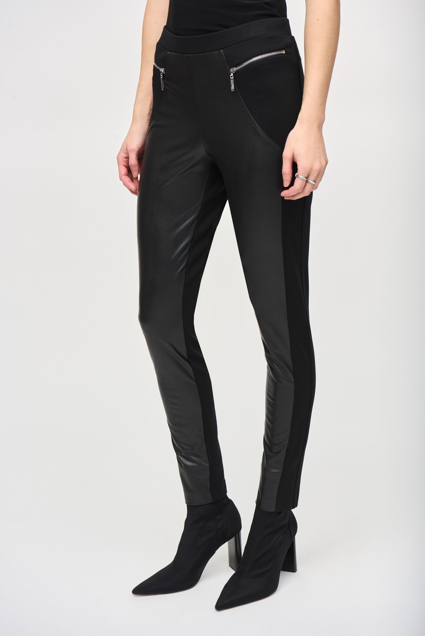 Joseph Ribkoff Pleather/Jersey Pull on Leggings 243041