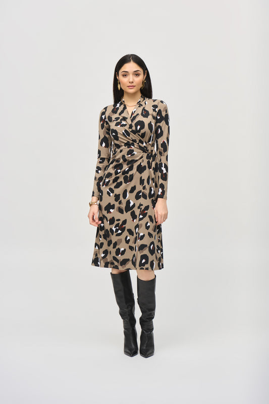 Joseph Ribkoff Animal Print Mock Wrap Dress 243173