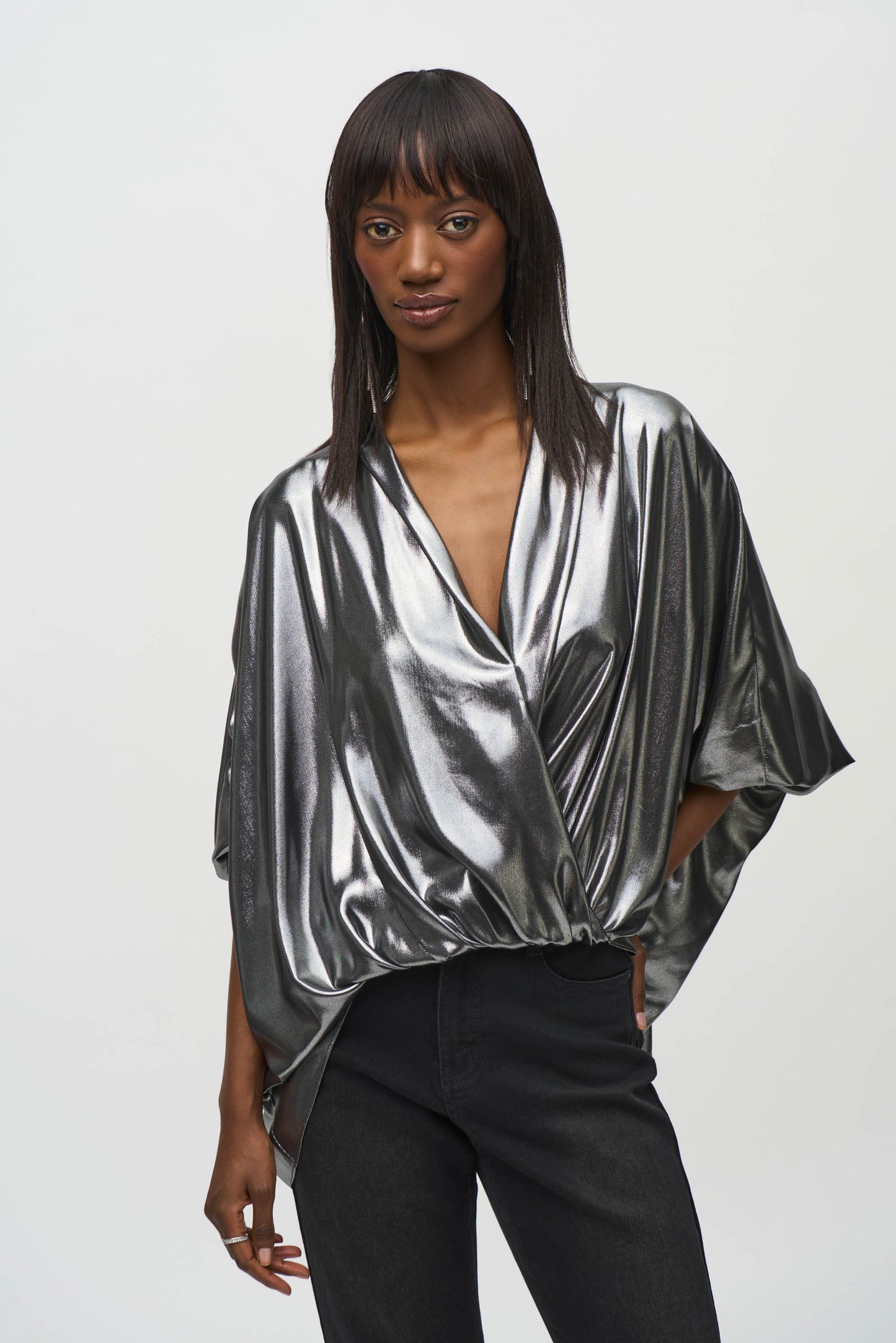 Joseph Ribkoff Metallic Drape Blouse 244232