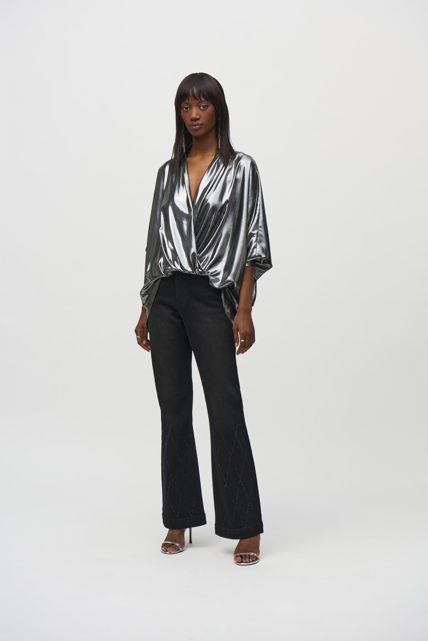 Joseph Ribkoff Metallic Drape Blouse 244232