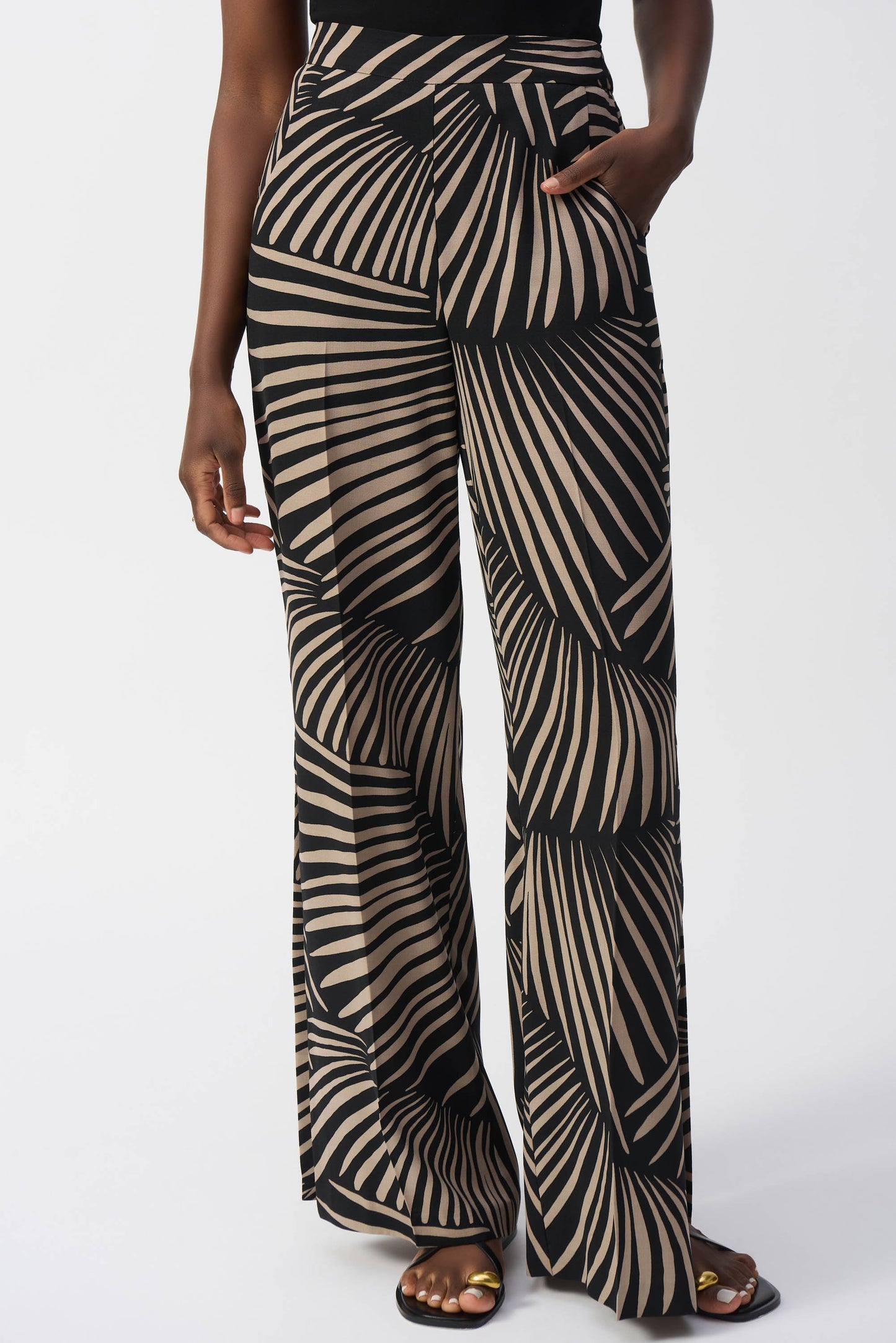 Joseph Ribkoff Palm Print Wide Leg Trousers 251085