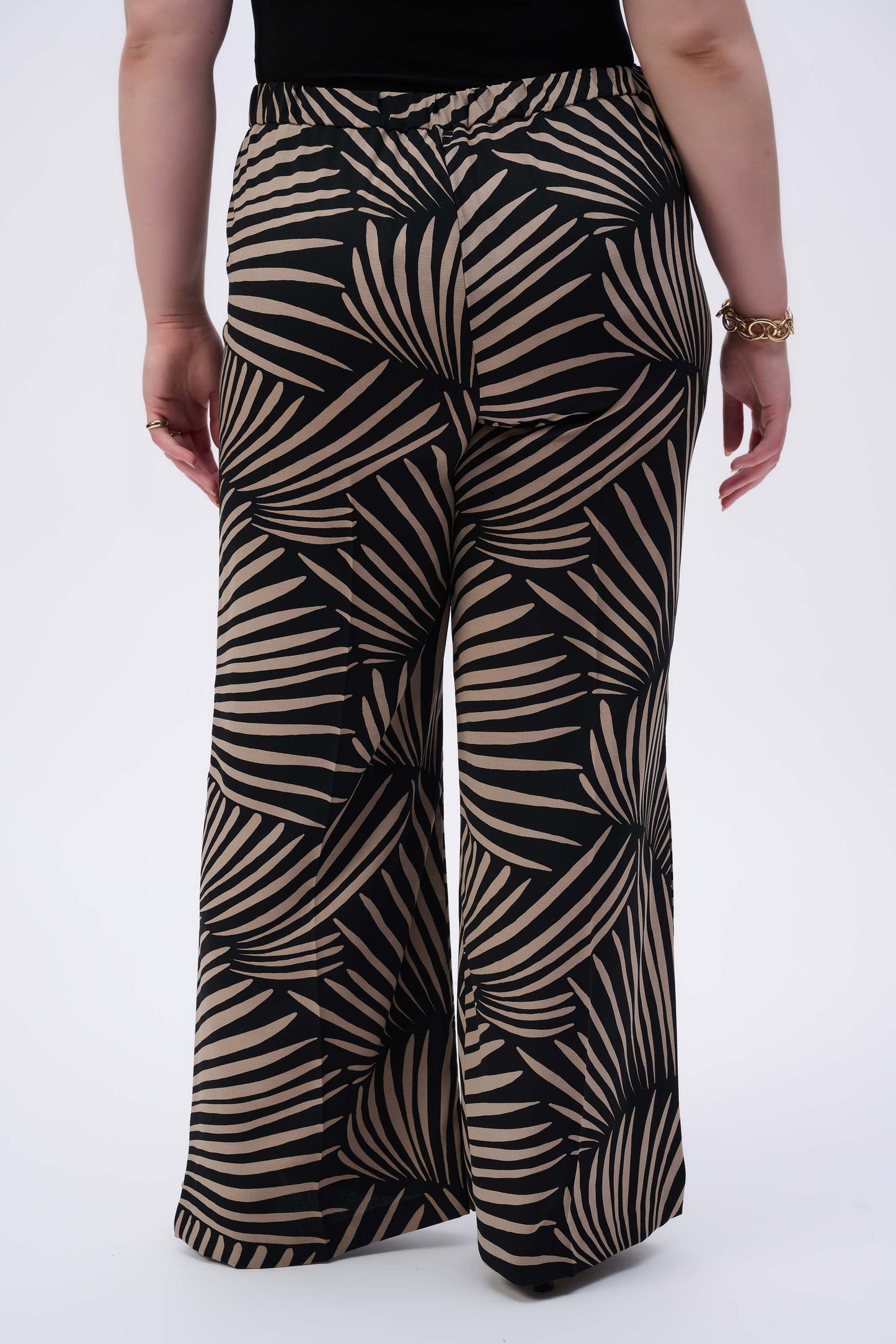 Joseph Ribkoff Palm Print Wide Leg Trousers 251085