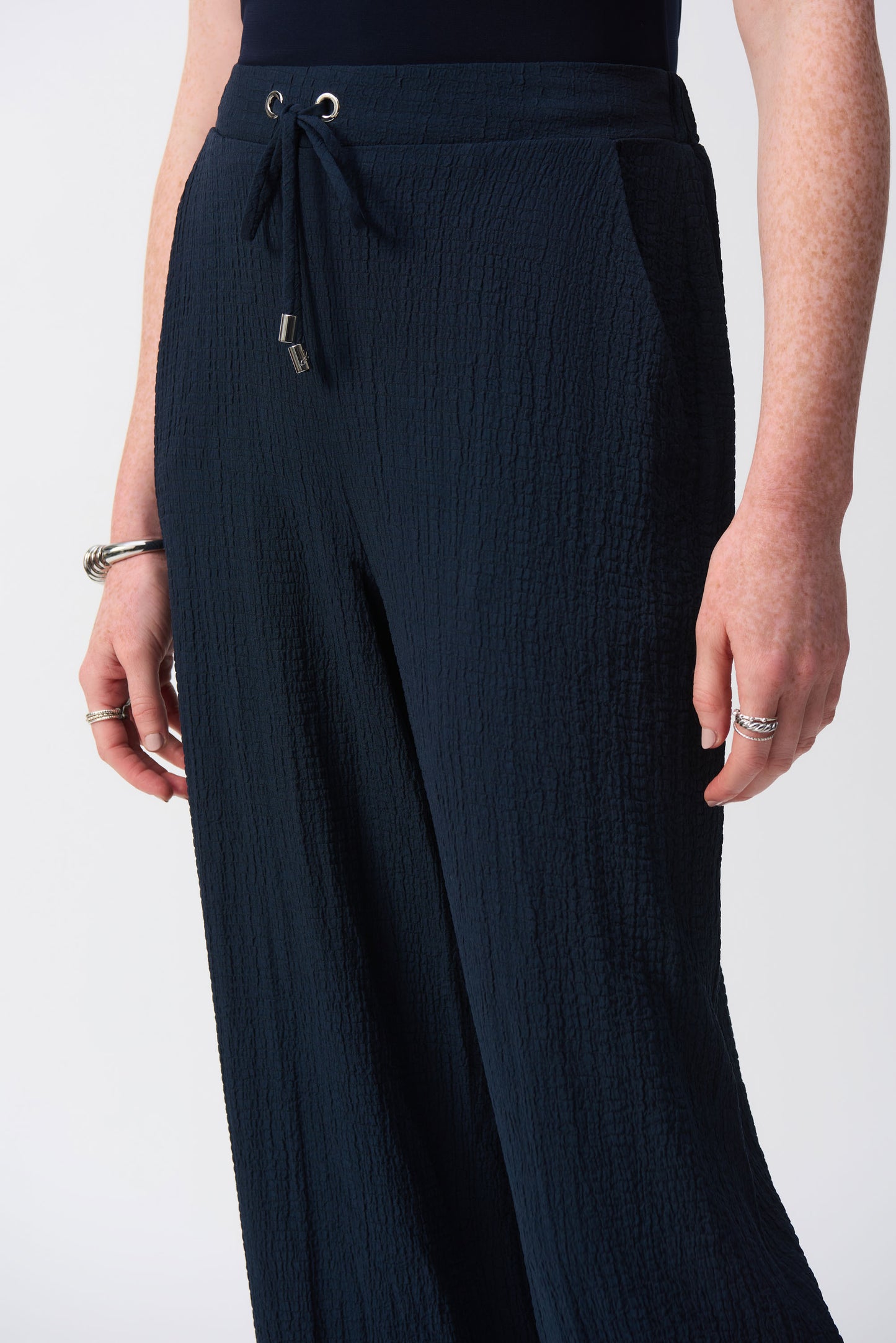 Joseph Ribkoff Midnight Crinkle Wide Leg Trousers 251293