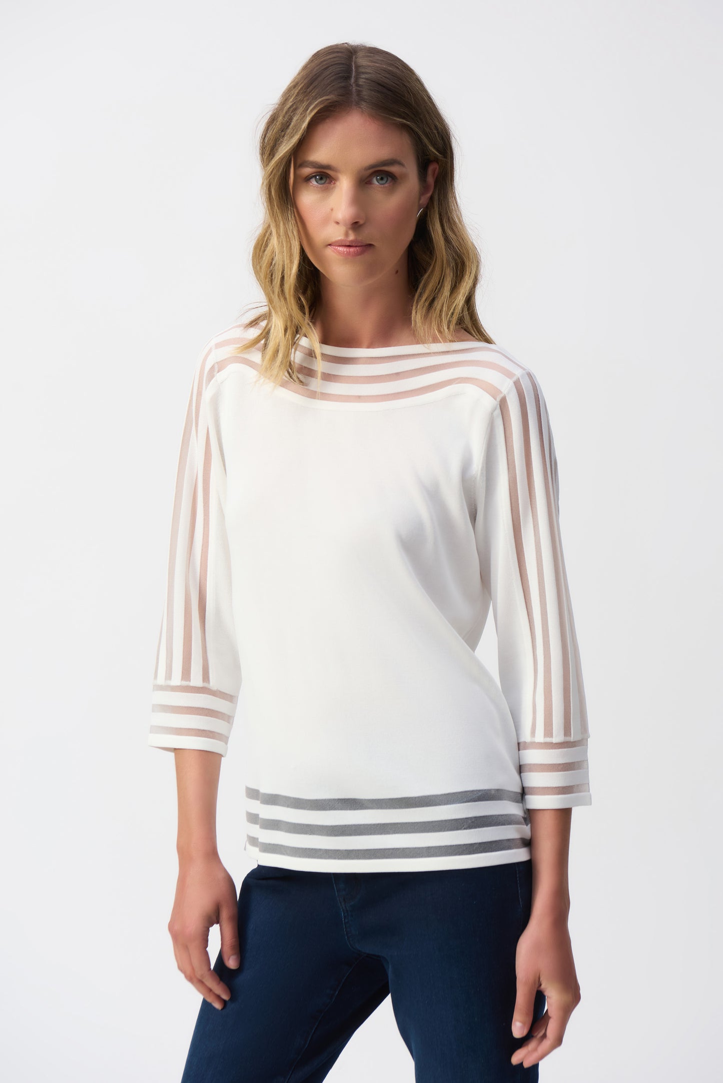 Joseph Ribkoff Sheer Stripe Sweater 251946