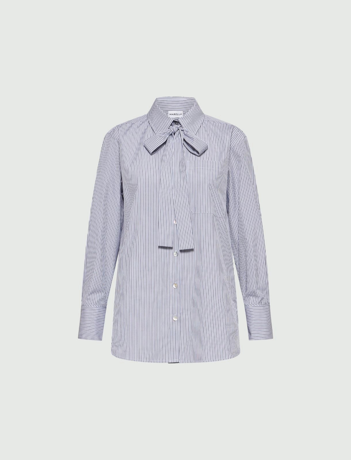 Marella Dorina Cotton Stripe Oversize Shirt With Detachable Tie