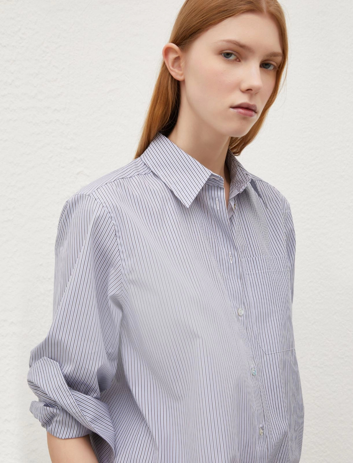 Marella Dorina Cotton Stripe Oversize Shirt With Detachable Tie