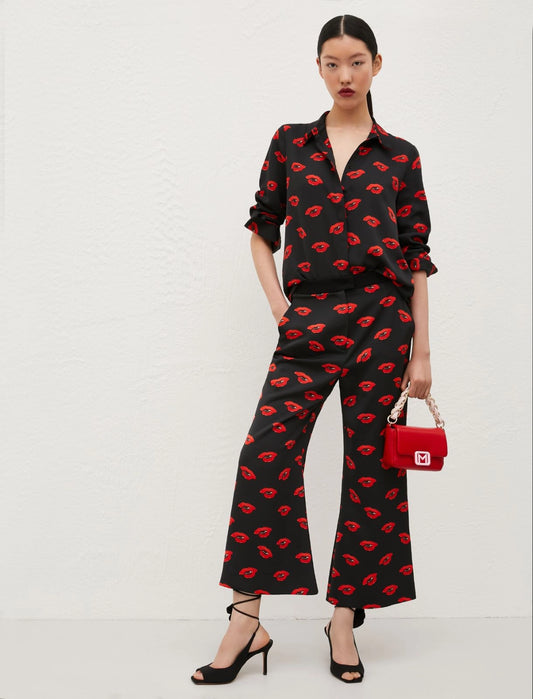 Marella Black/Red Lips Print Shirt Yeah