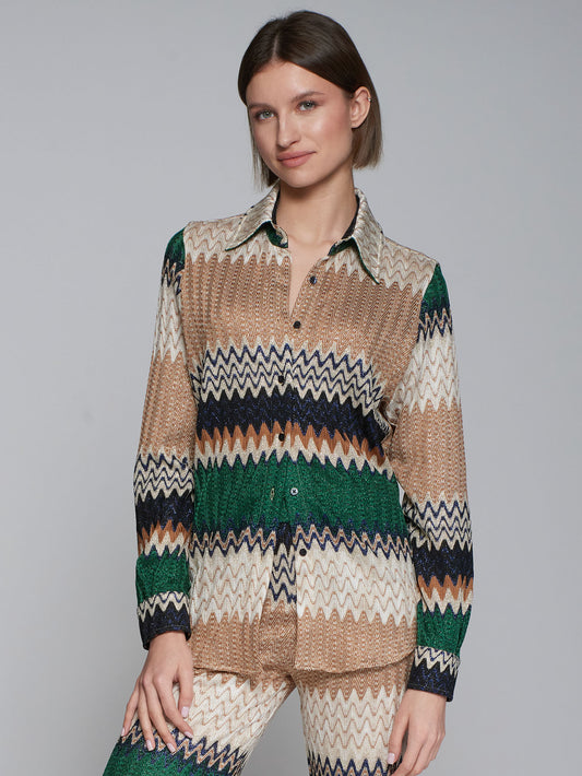 Vilagallo Zig-Zag Knit Shirt 31927