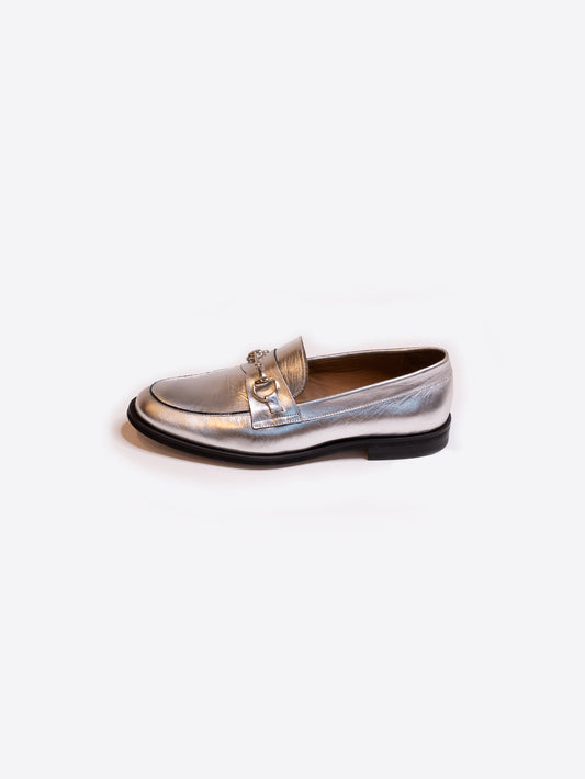 Vilagallo Metallic Leather Flat Loafer 31955