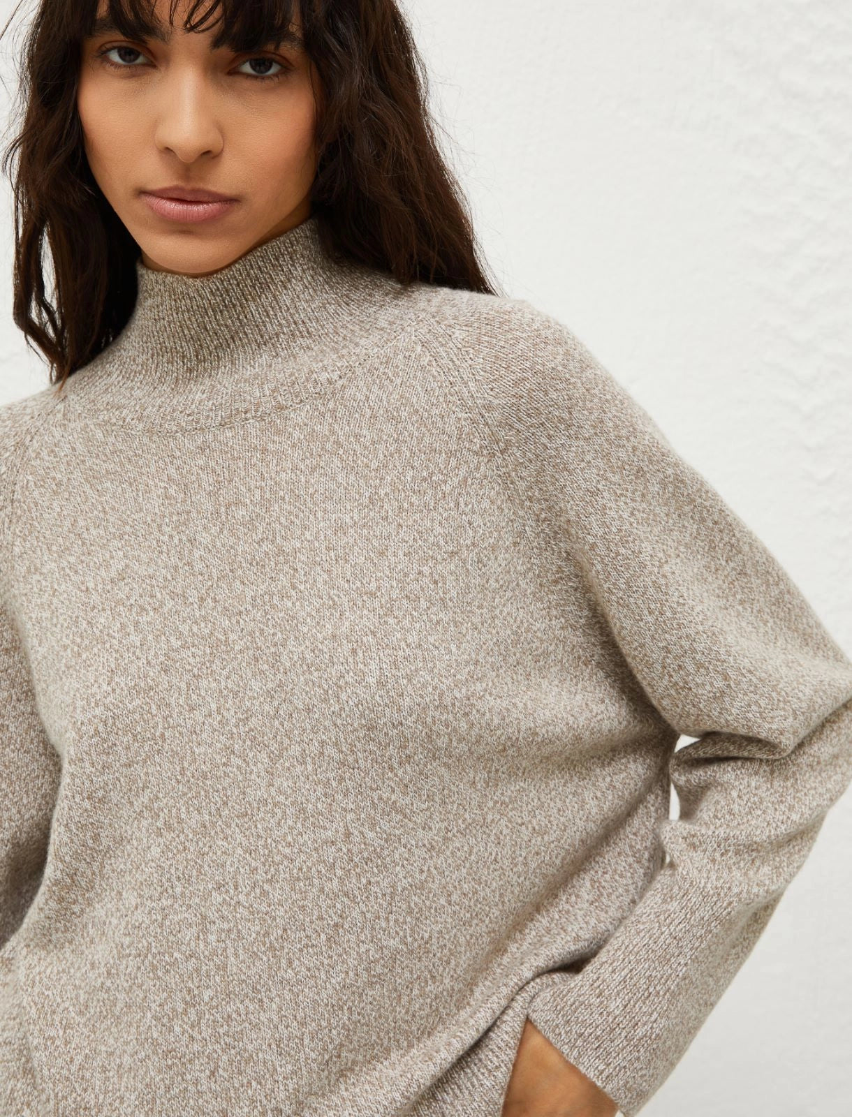 Marella Falange1 Oatmeal Funnel Neck Sweater