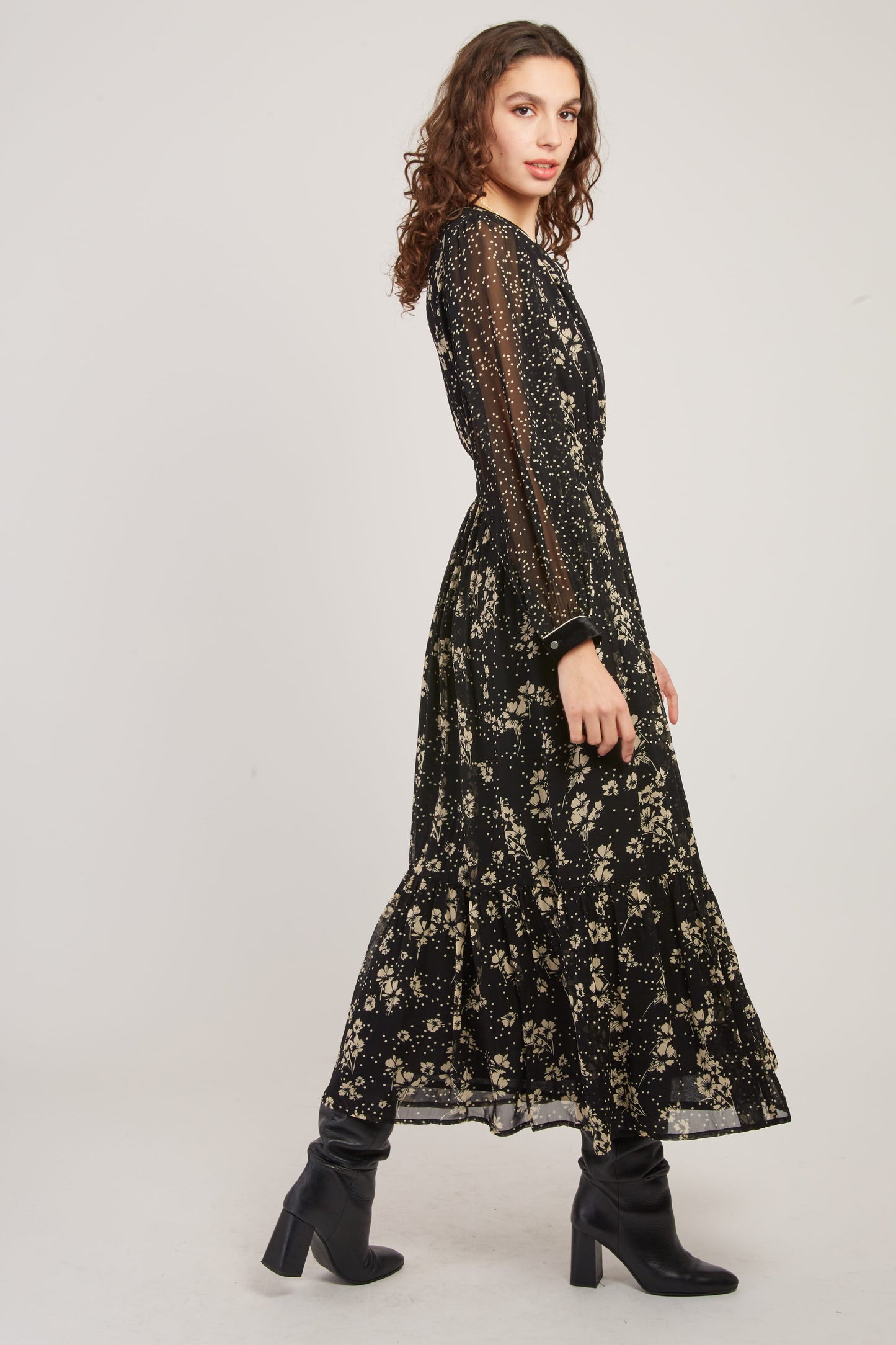 Derhy Floral & Dot Print Long Dress Bedford