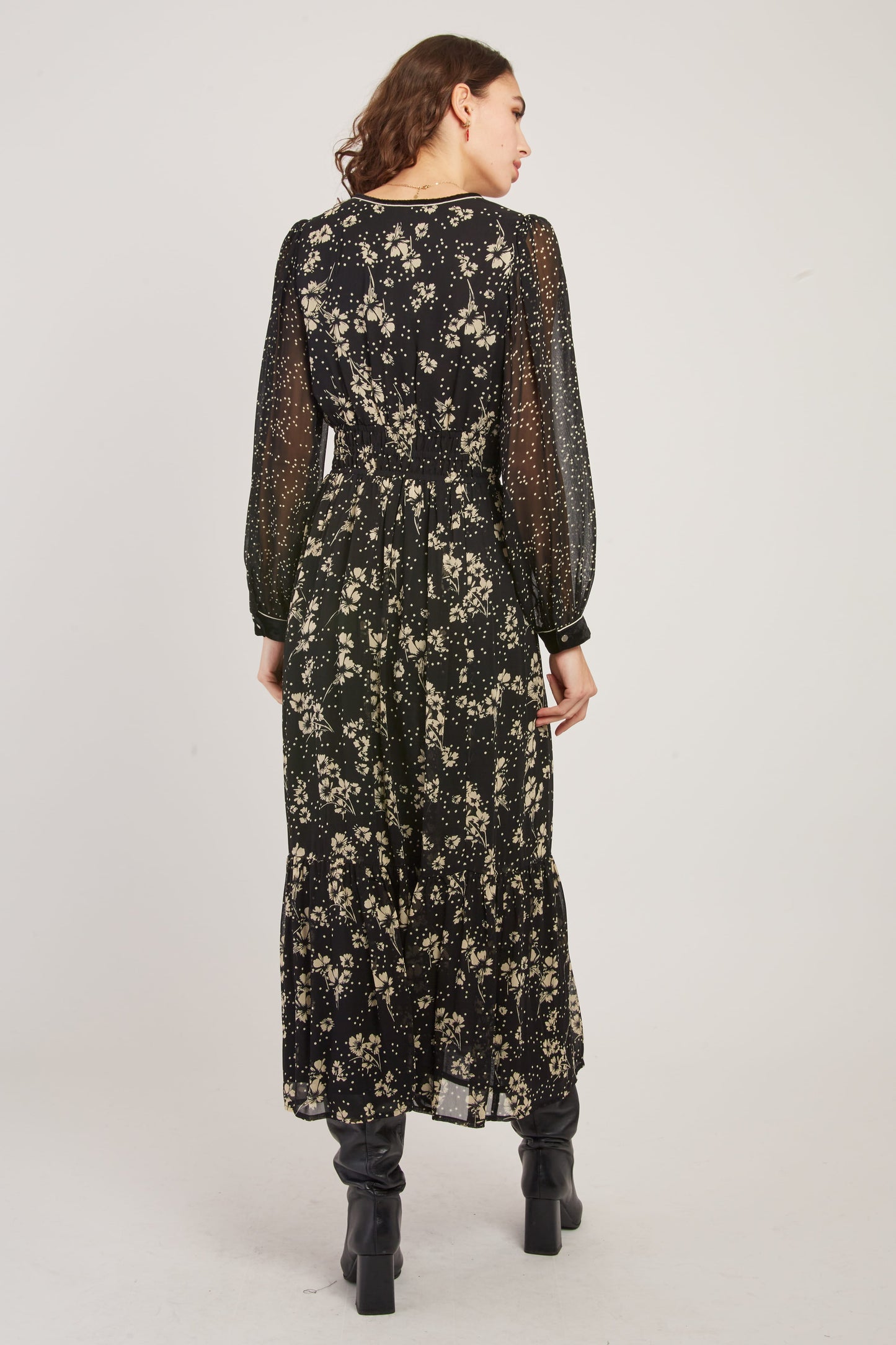 Derhy Floral & Dot Print Long Dress Bedford