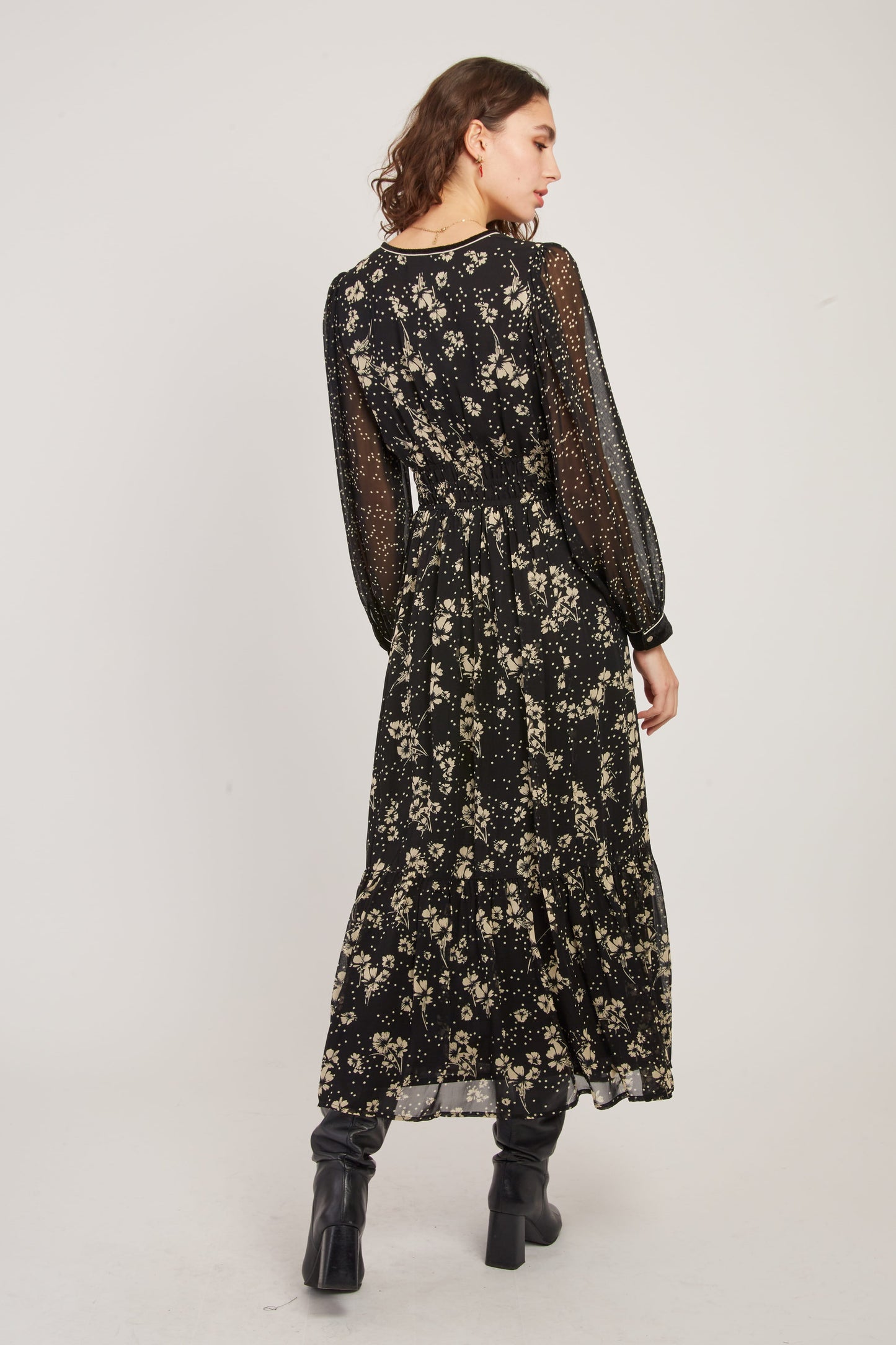 Derhy Floral & Dot Print Long Dress Bedford