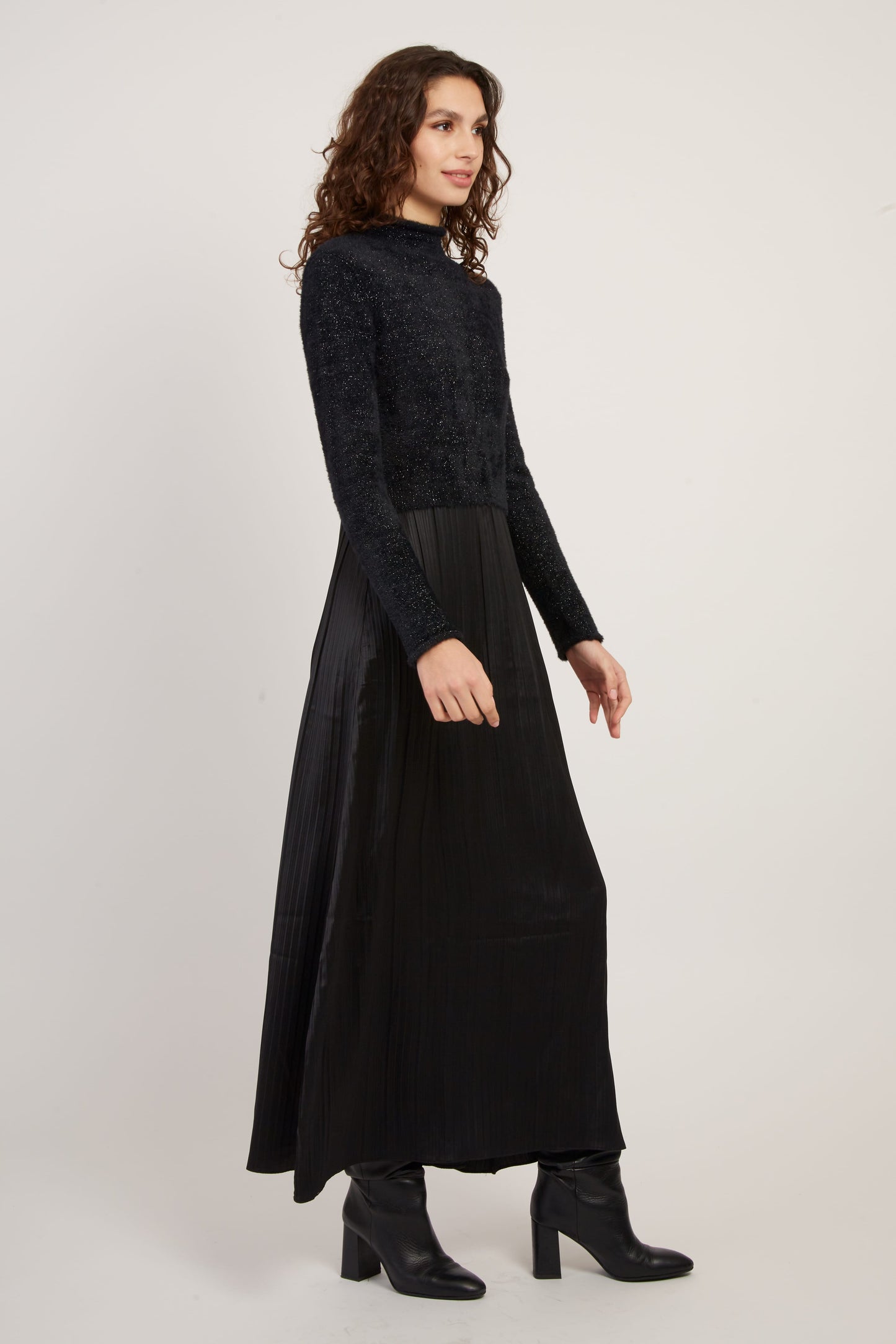 Derhy Black Knit Sweater with Silky Dress Verlaine