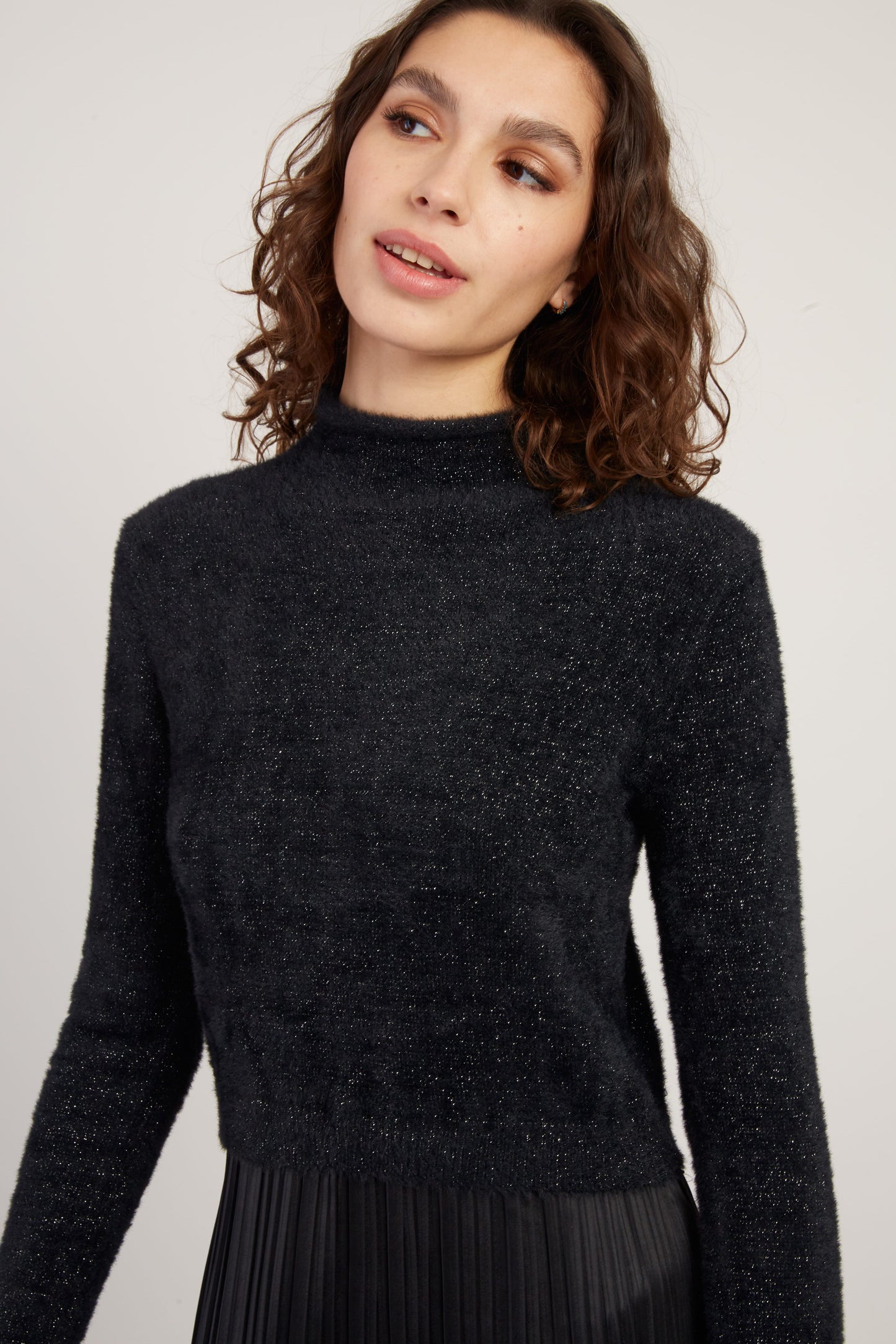 Derhy Black Knit Sweater with Silky Dress Verlaine