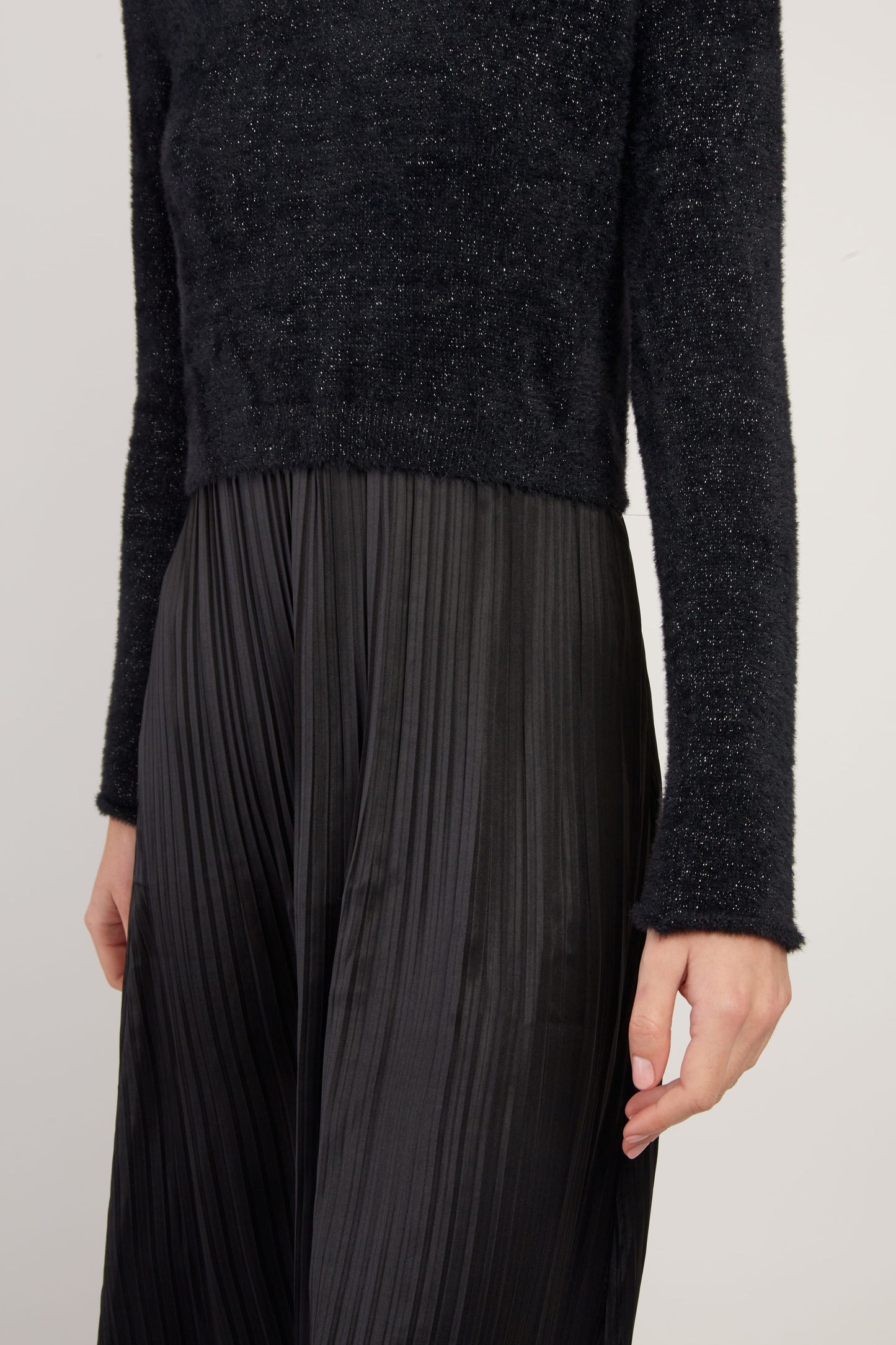 Derhy Black Knit Sweater with Silky Dress Verlaine