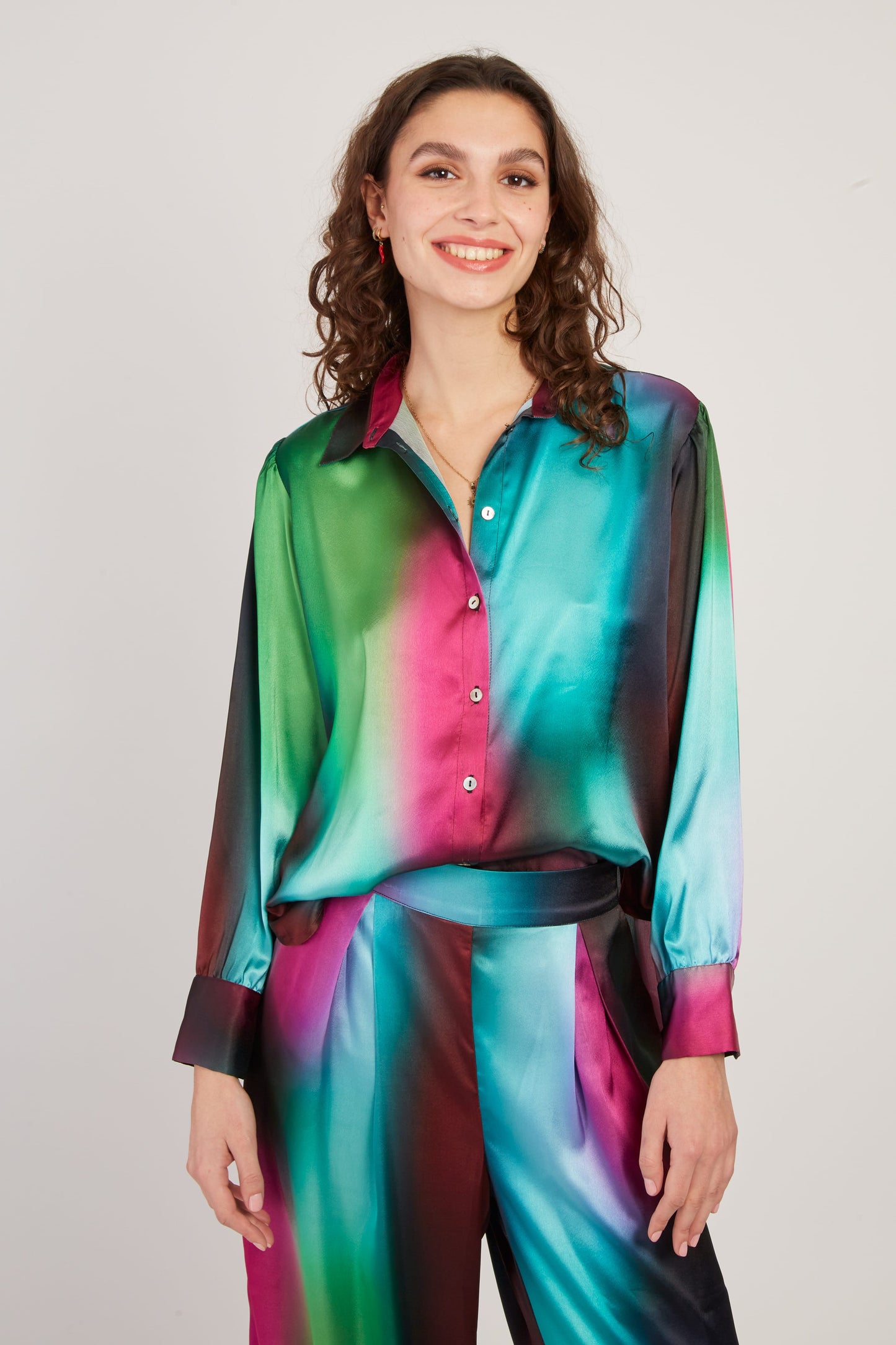 Derhy Satin Print Blouse Farnese