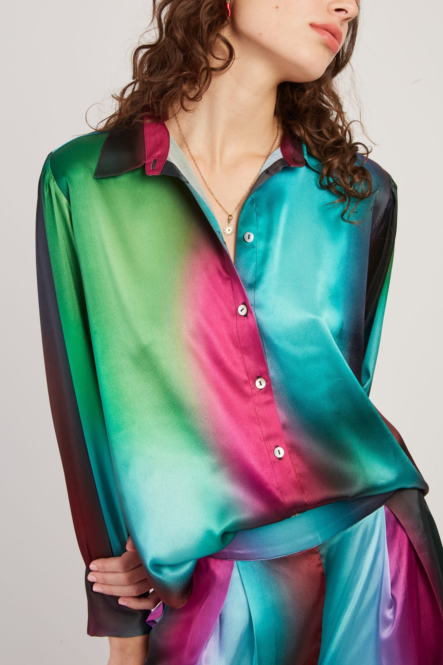 Derhy Satin Print Blouse Farnese