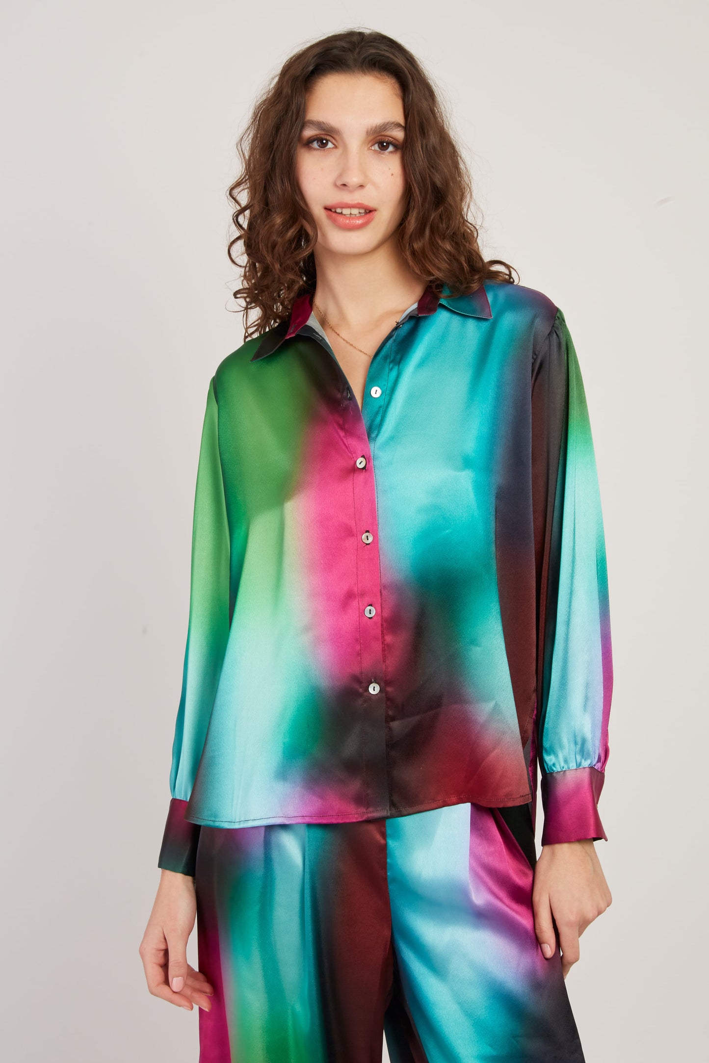 Derhy Satin Print Blouse Farnese