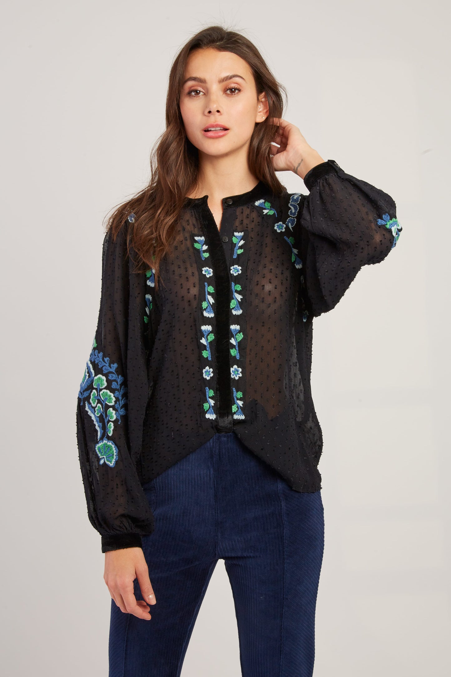 Derhy Georgette Embroidered Blouse Haiti