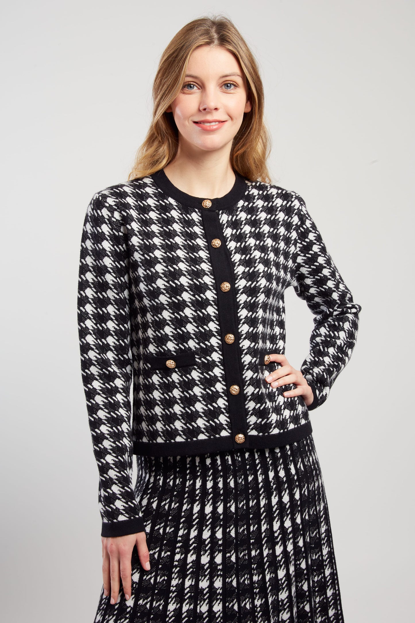 Derhy Houndstooth Sparkle Cardigan Daisy