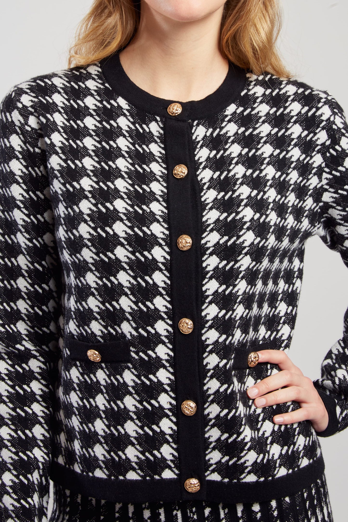 Derhy Houndstooth Sparkle Cardigan Daisy