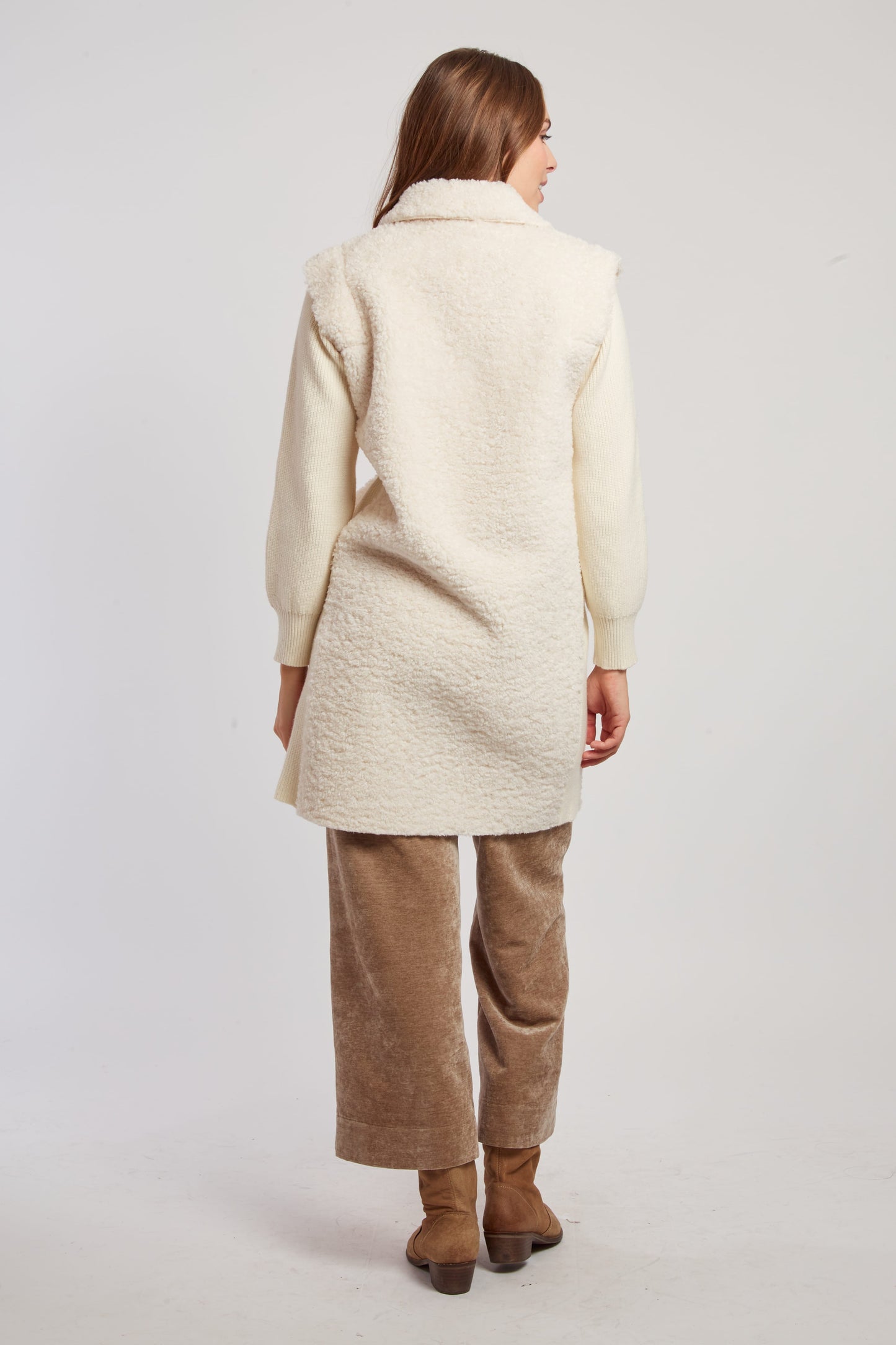 Derhy Ecru Faux Sheepskin Coat Danseuse