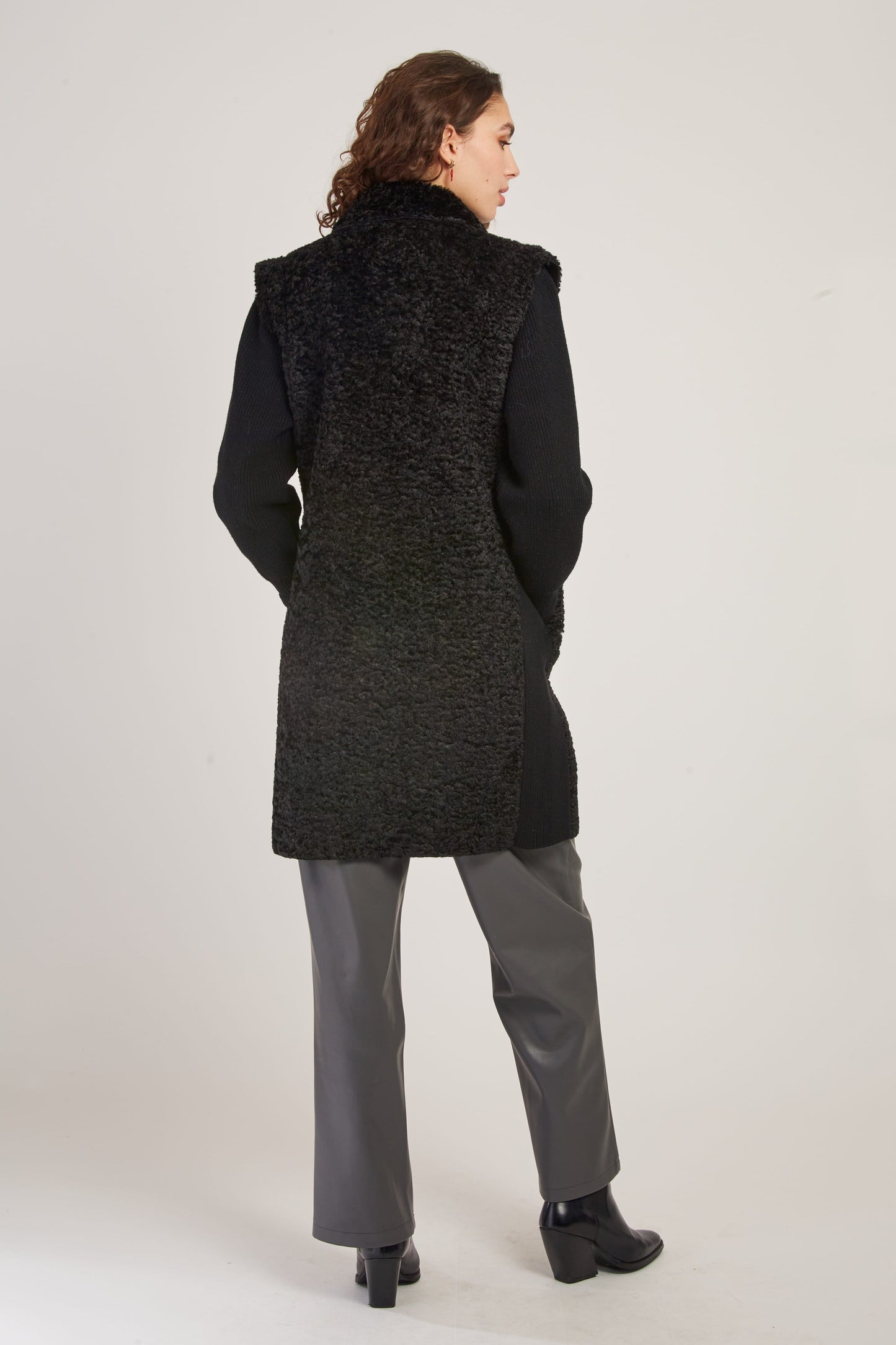 Derhy Black Faux Sheepskin Coat Danseuse