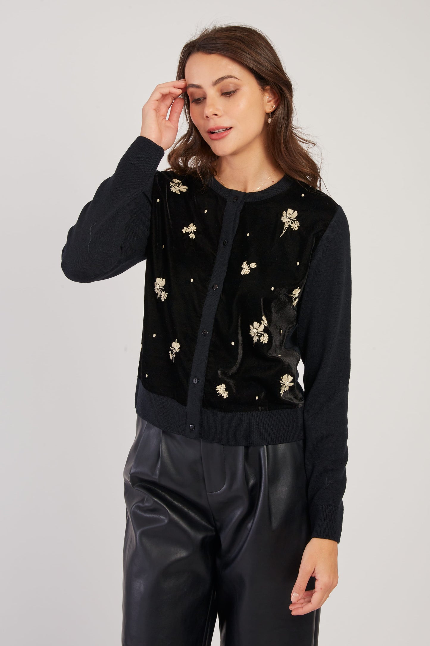 Derhy Velvet Flower Detail Cardigan Daytona