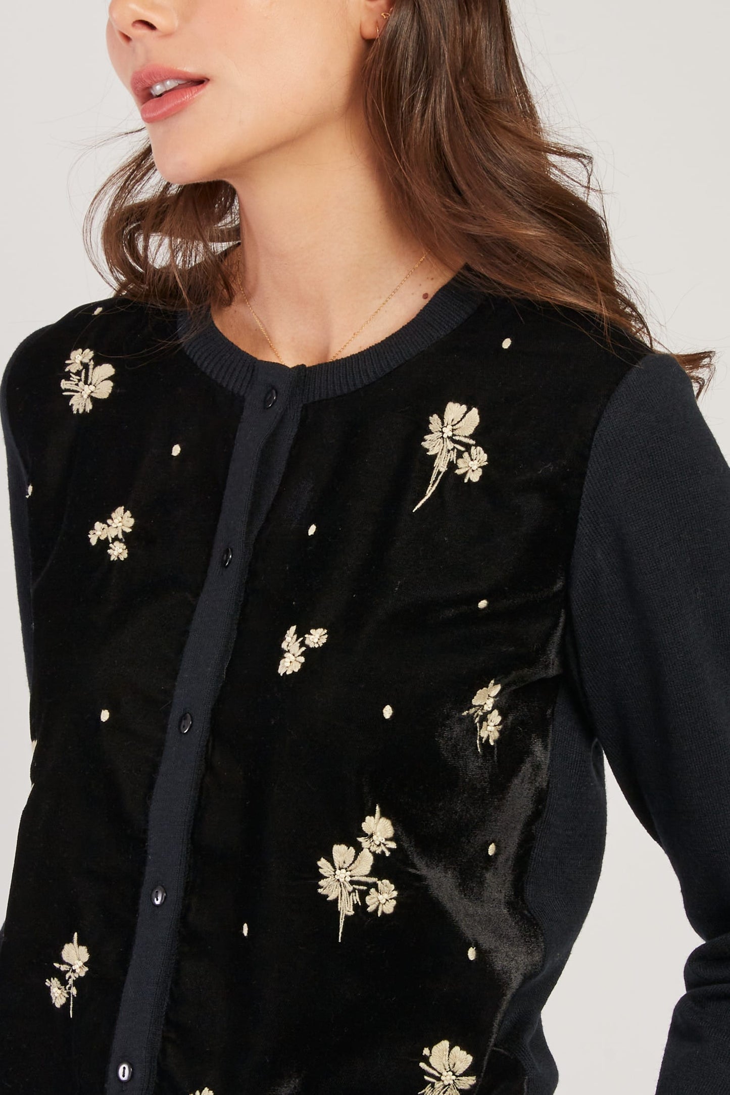 Derhy Velvet Flower Detail Cardigan Daytona