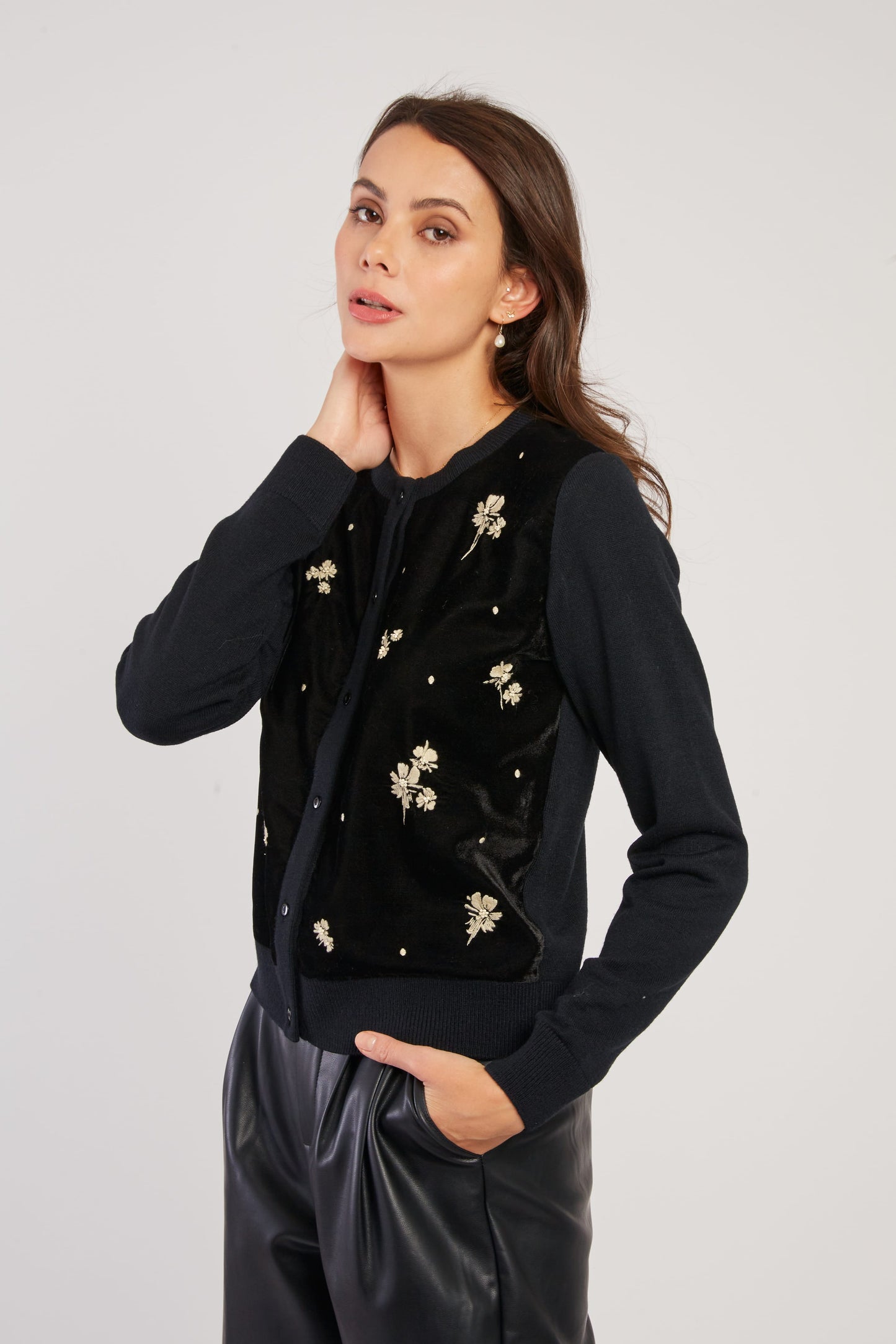 Derhy Velvet Flower Detail Cardigan Daytona