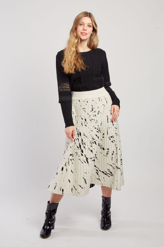 Derhy Abstract Print Pleated Skirt Galatea