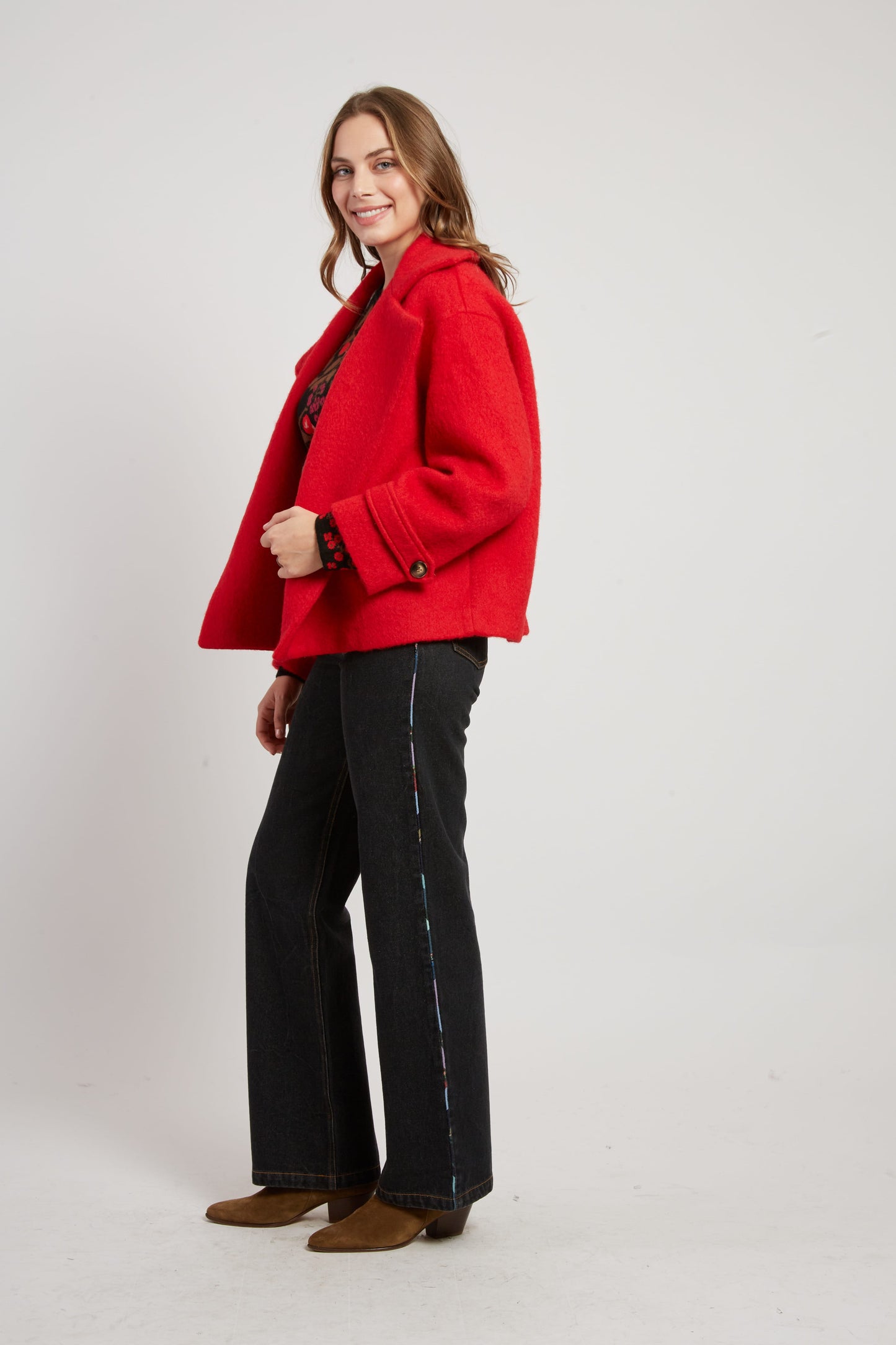 Derhy Red High Neck Coat Lilas