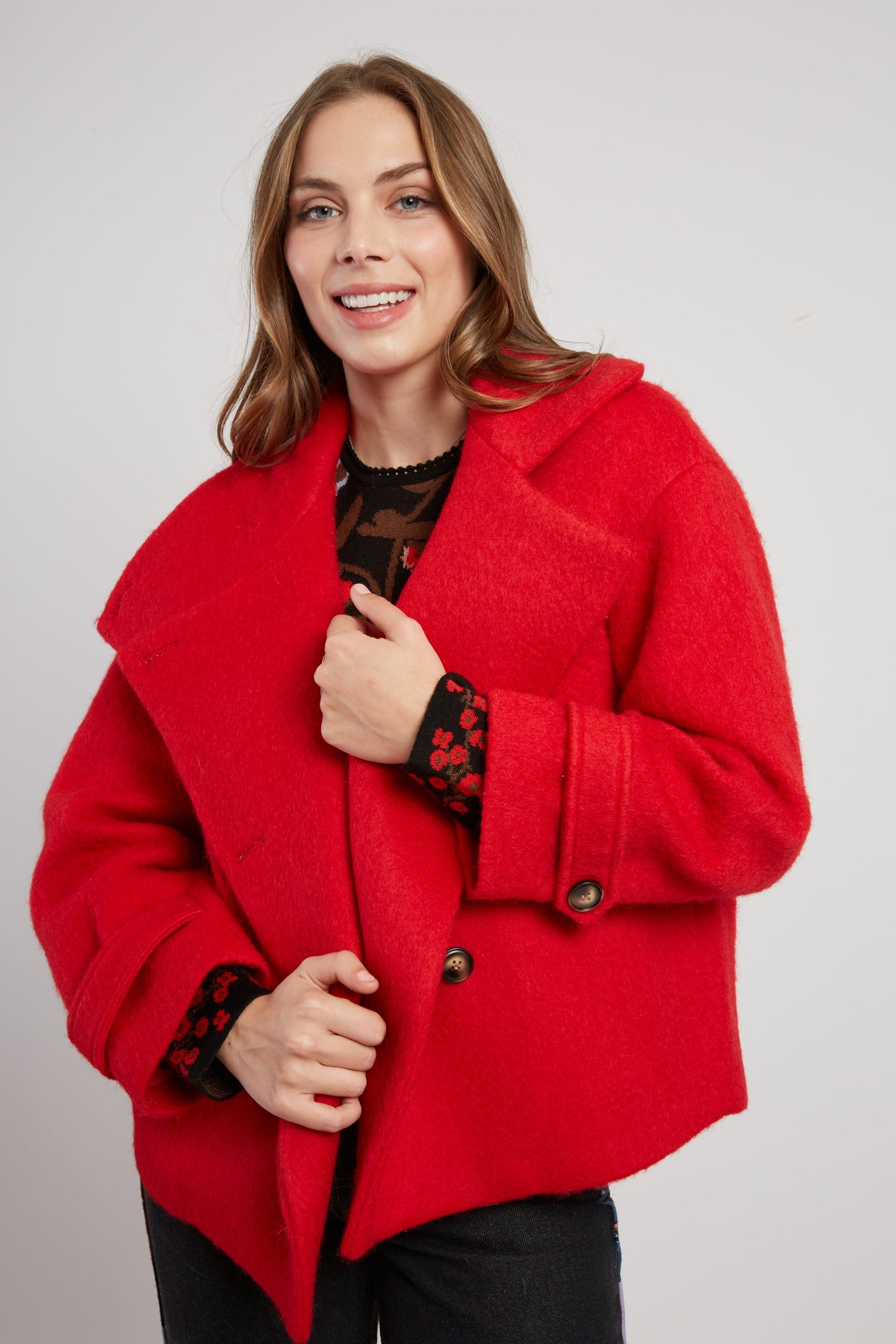 Derhy Red High Neck Coat Lilas