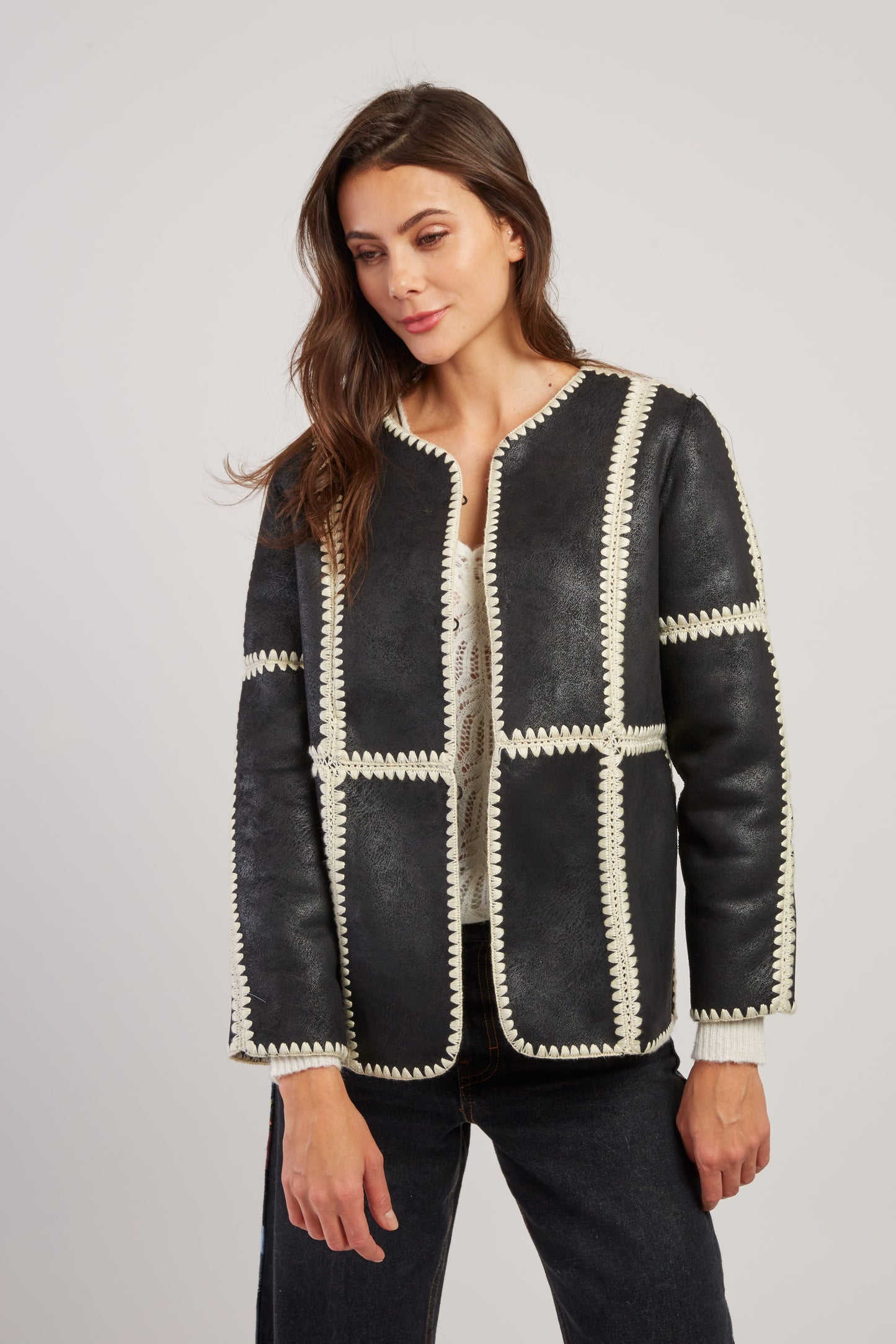 Derhy Faux Sheepskin Reversible Jacket Lizie