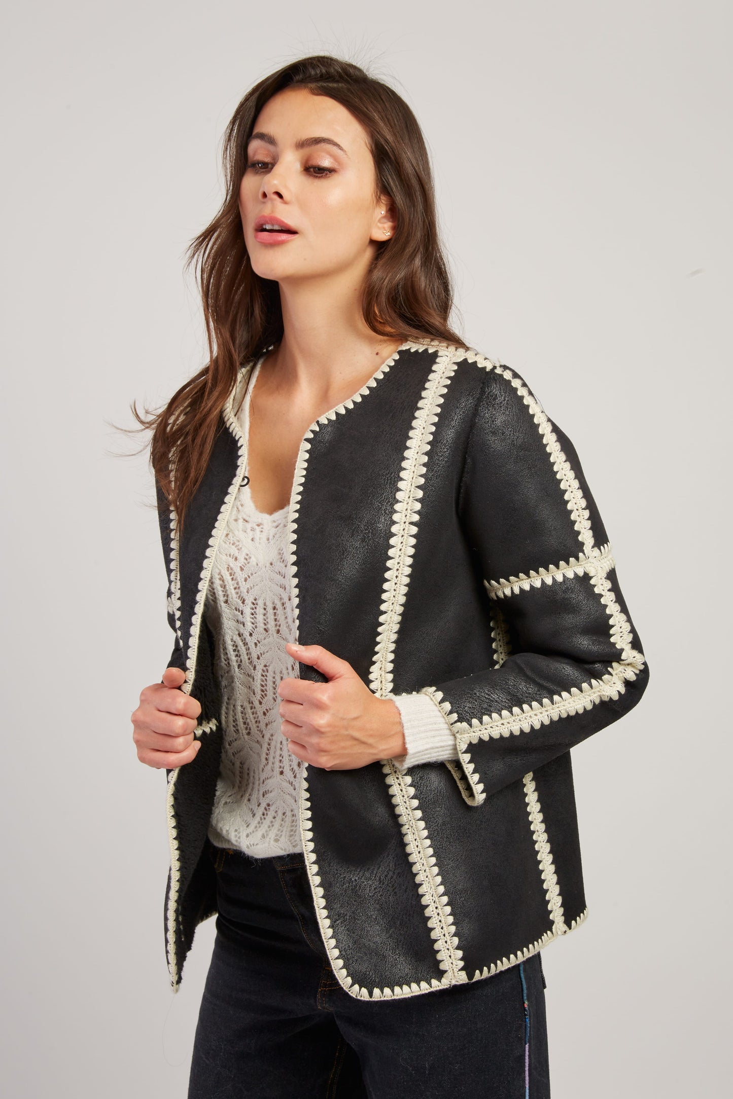 Derhy Faux Sheepskin Reversible Jacket Lizie