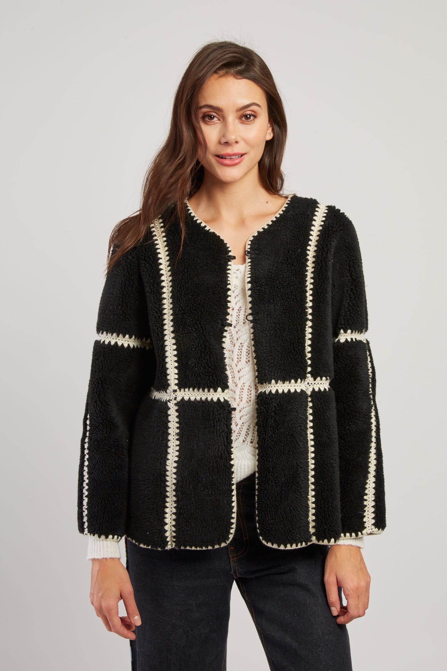 Derhy Faux Sheepskin Reversible Jacket Lizie