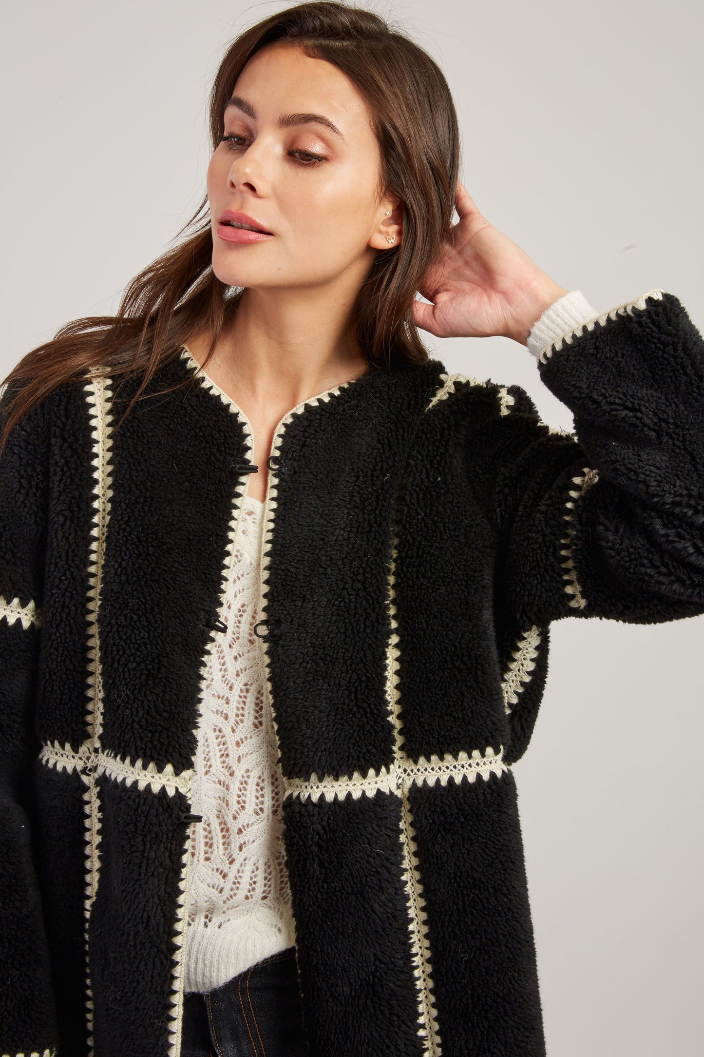 Derhy Faux Sheepskin Reversible Jacket Lizie