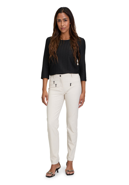 Betty Barclay Off White Zip Detail Trousers 6813/2150