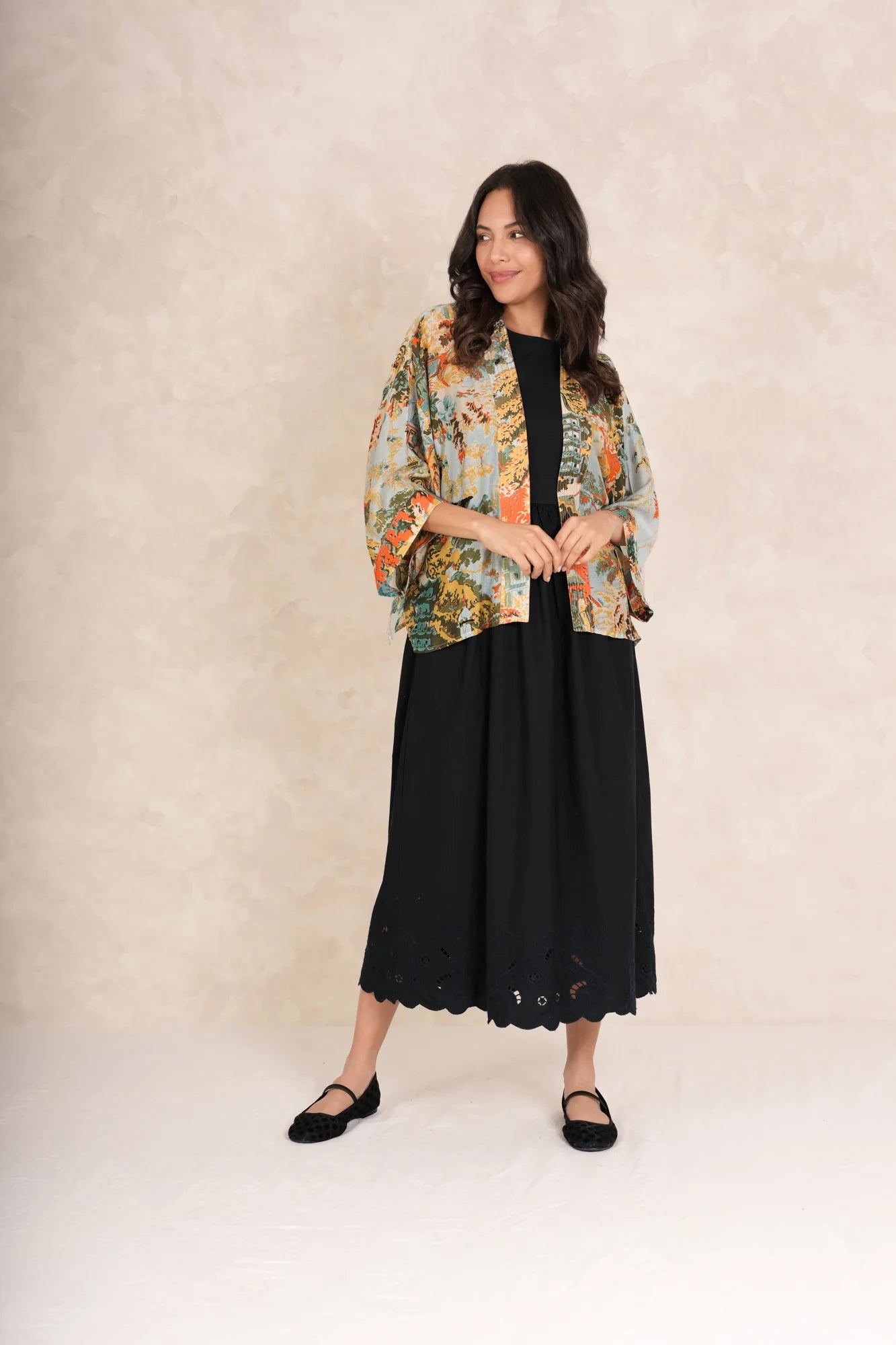 One Hundred Stars China Tree Aqua Kimono