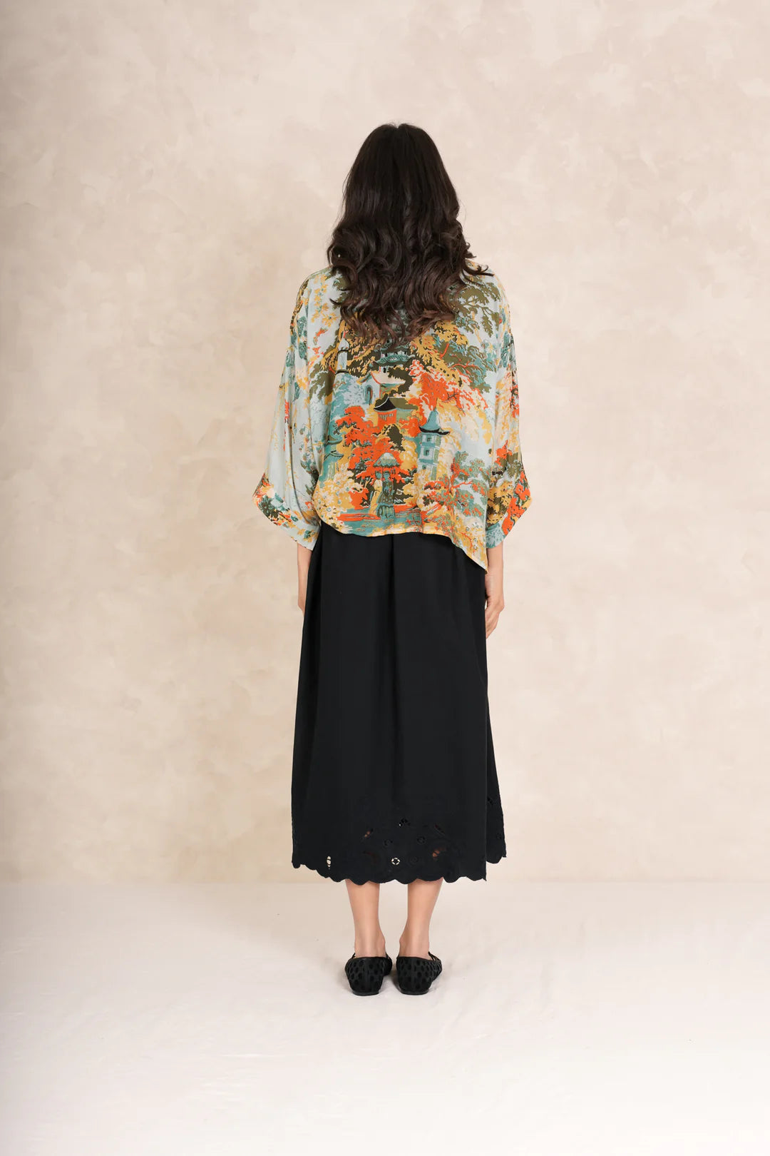 One Hundred Stars China Tree Aqua Kimono