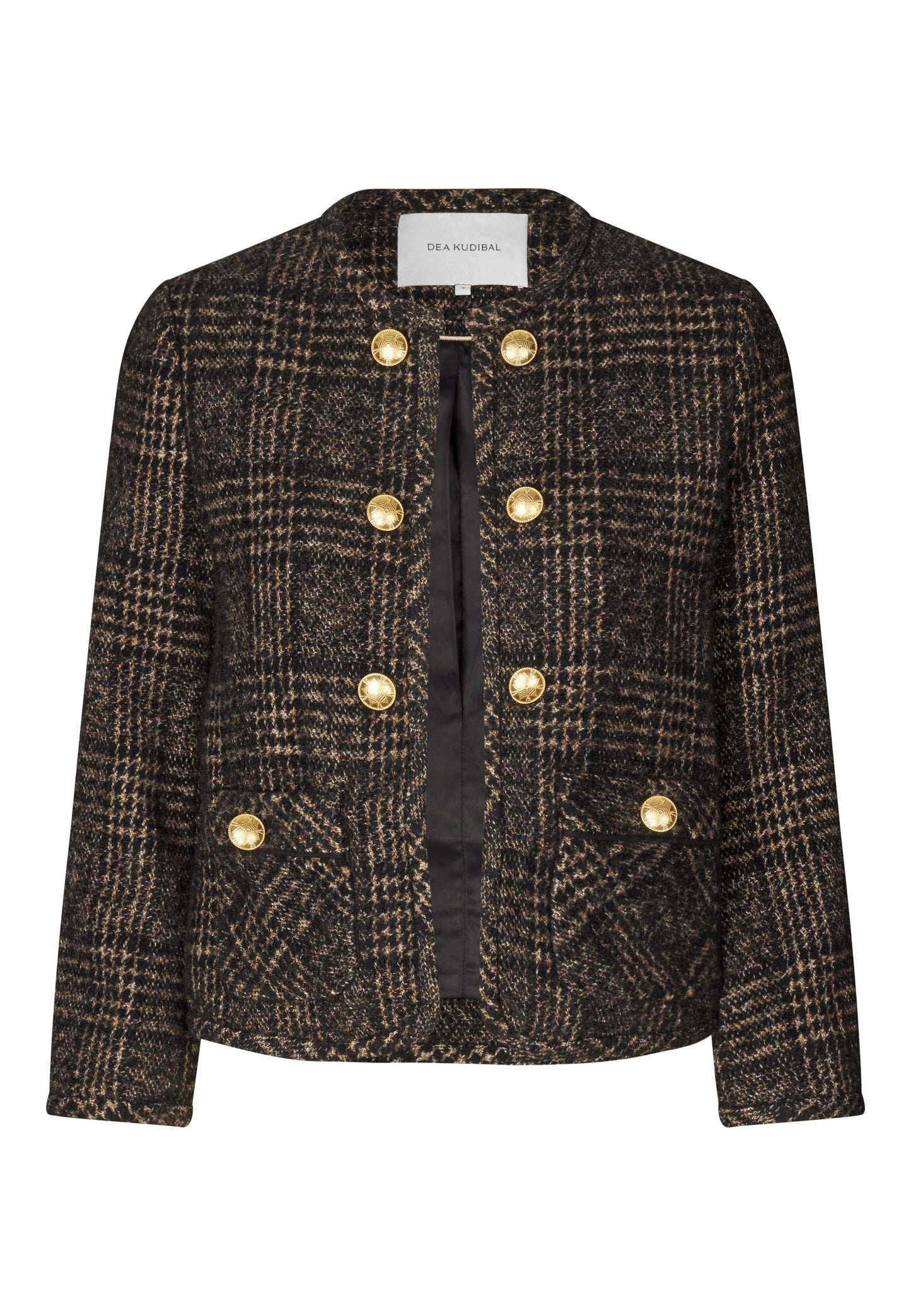 Dea Kudibal Nella Wool Mix Check Jacket in Cafe au Lait