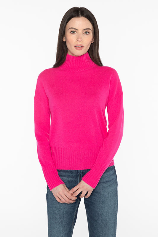 Kinross Cashmere Rib Funnel Sweater LFSC3-157