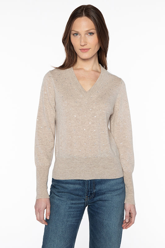 Kinross Crystal V Neck Sweater LFSC3-295