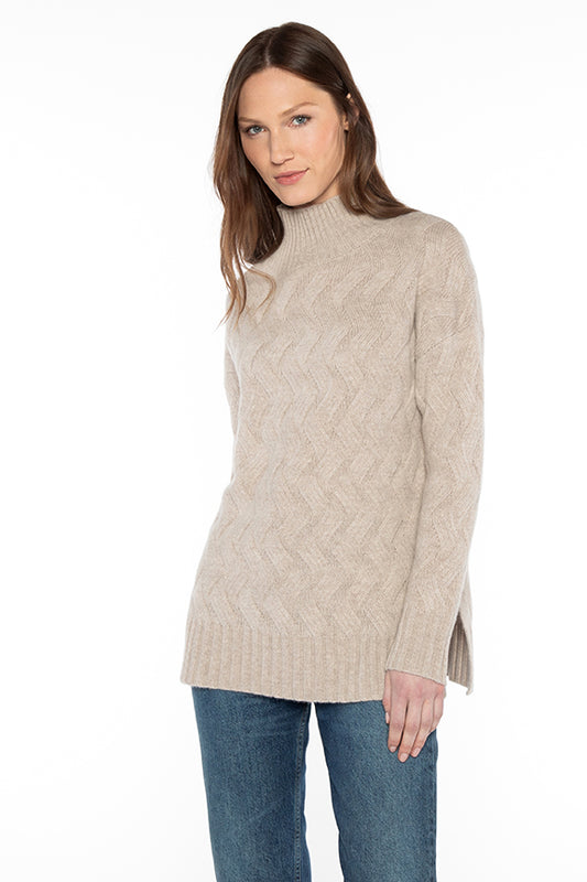 Kinross Cashmere Luxe Cable Funnel Sweater LFSC4-172