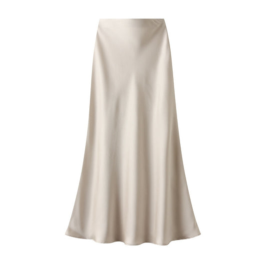 White Leaf Satin Skirt in Champagne LGN22