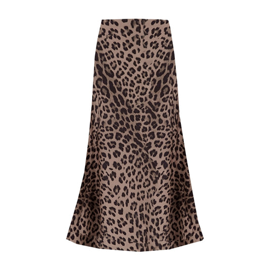 White Leaf Leopard Print Skirt LGN22