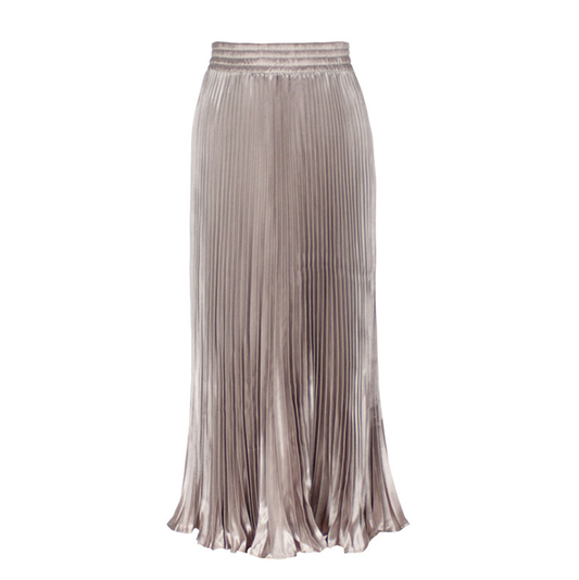 White Leaf Pleated Shimmer Skirt in Mink LGQ15