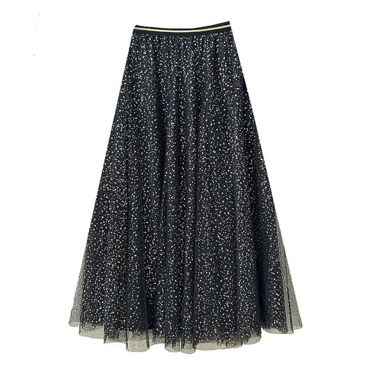 White Leaf Tulle Skirt in Little Star Print LGQ57B